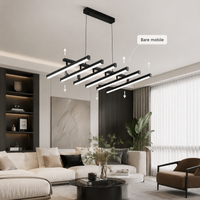 LED осветително тяло висящо с 6 регулируеми линии Black, еквивалент 800W, с дистанционно