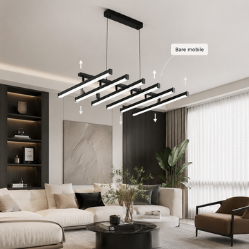 LED осветително тяло висящо с 6 регулируеми линии Black, еквивалент 800W, с дистанционно