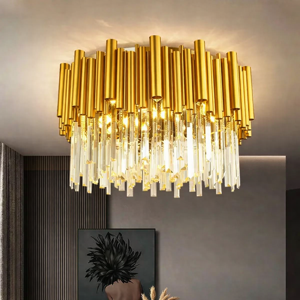Кристален полилей за таван, кръгъл Golden Tubes Luxury