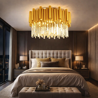 Кристален полилей за таван, кръгъл Golden Tubes Luxury