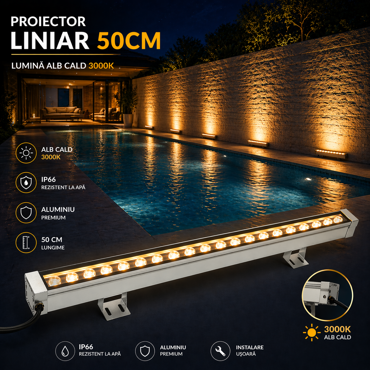 LED архитектурно осветително тяло 18W 50cm IP65