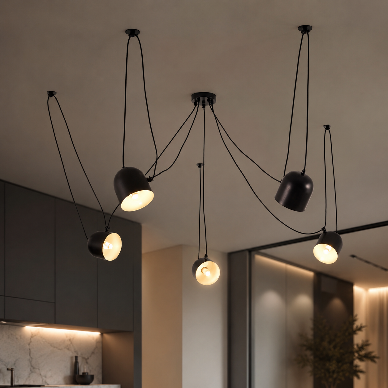 Модерно осветително тяло Custom Form Black Bowls 5xE27