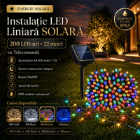 Линейна LED соларна инсталация 200 LED 22m с дистанционно