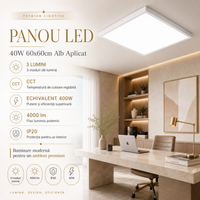 LED панел 40W 60x60cm Бял за повърхностен монтаж, 3 вида светлина, еквивалент 400W