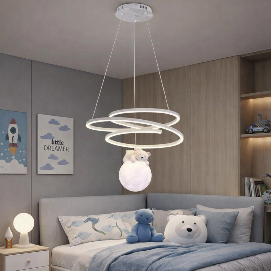 LED осветително тяло Sleepy Teddy за детска стая, еквивалент 500W, с дистанционно