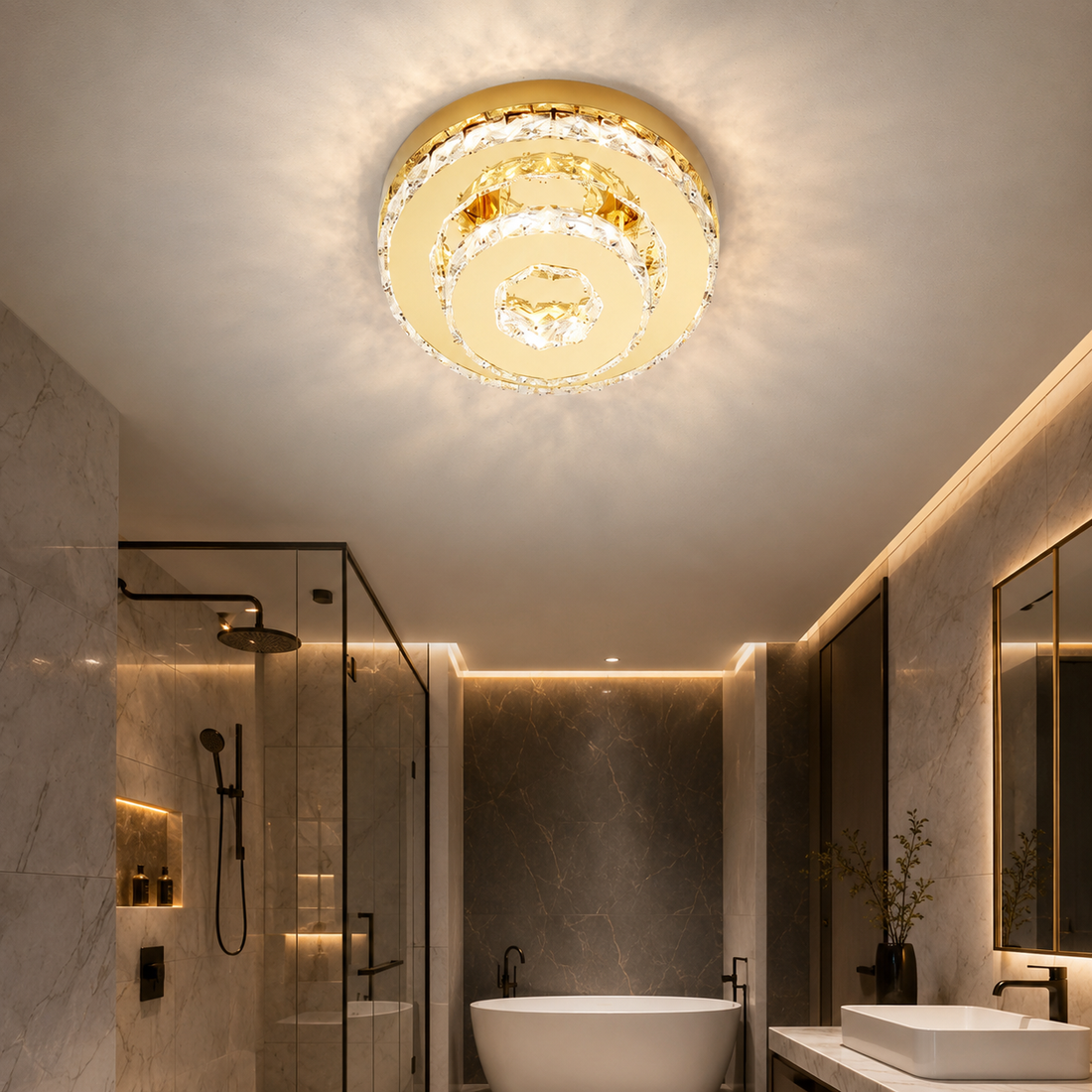 LED осветително тяло 40W CRISTAL Double Circle Gold
