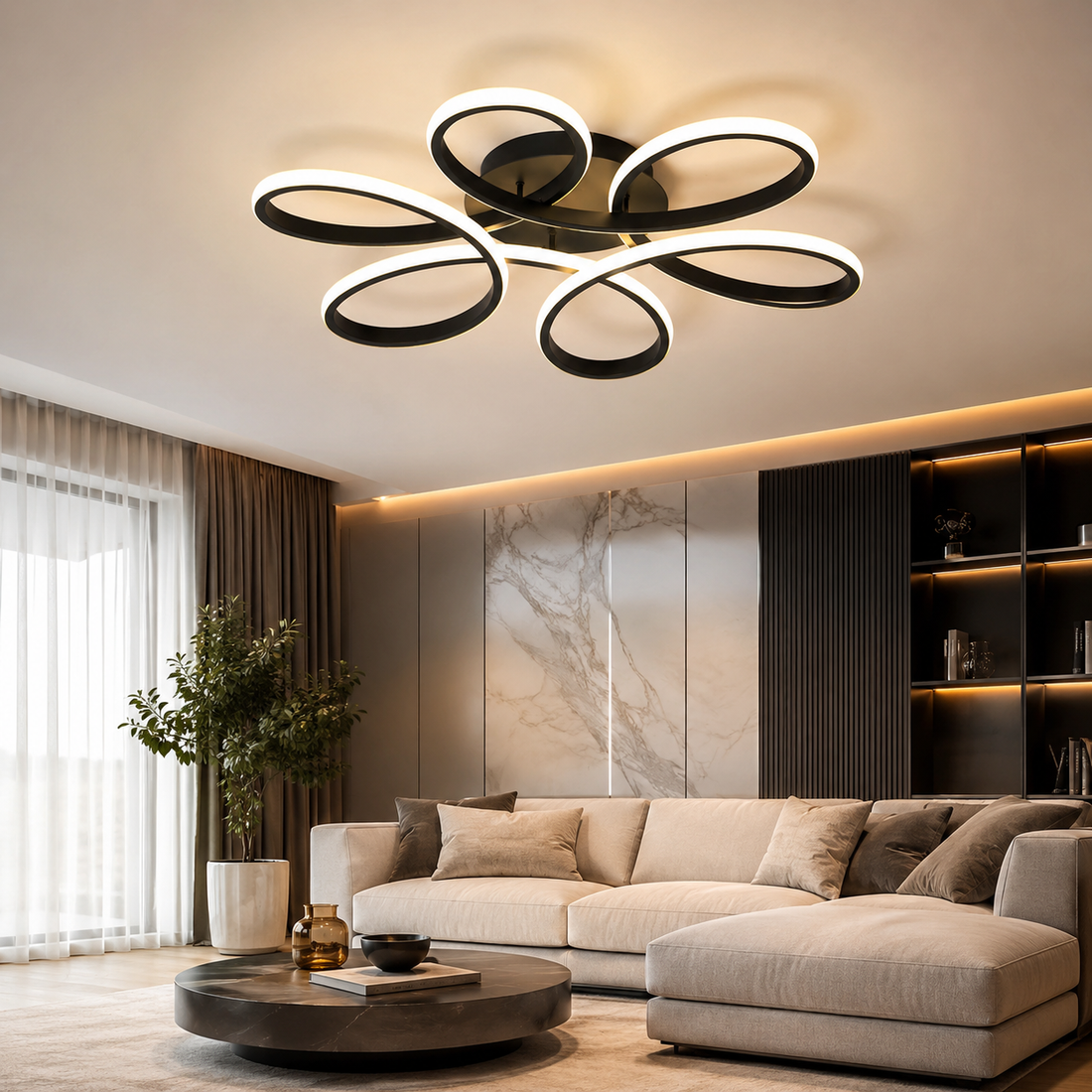 LED осветително тяло DAISY Black еквивалент 800W с дистанционно