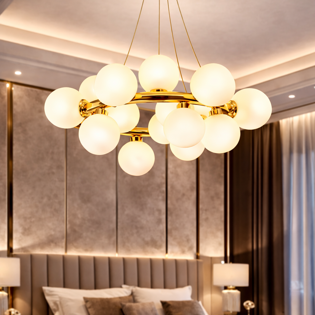Осветително тяло Абажур MAT GOLD Кръгло 15xG9 50CM