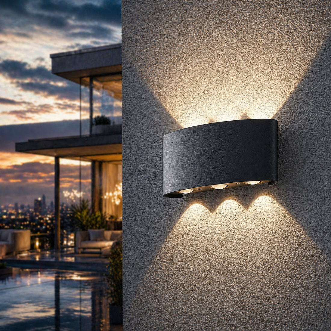 LED аплик 6W TRIO за външен монтаж, Черен