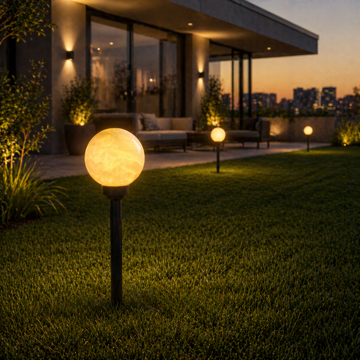 LED градински стълб MoonLight GLOB със соларно зареждане 50CM