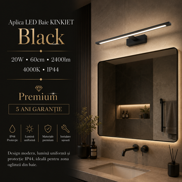LED аплик за баня 20W 60cm Черен KINKIET