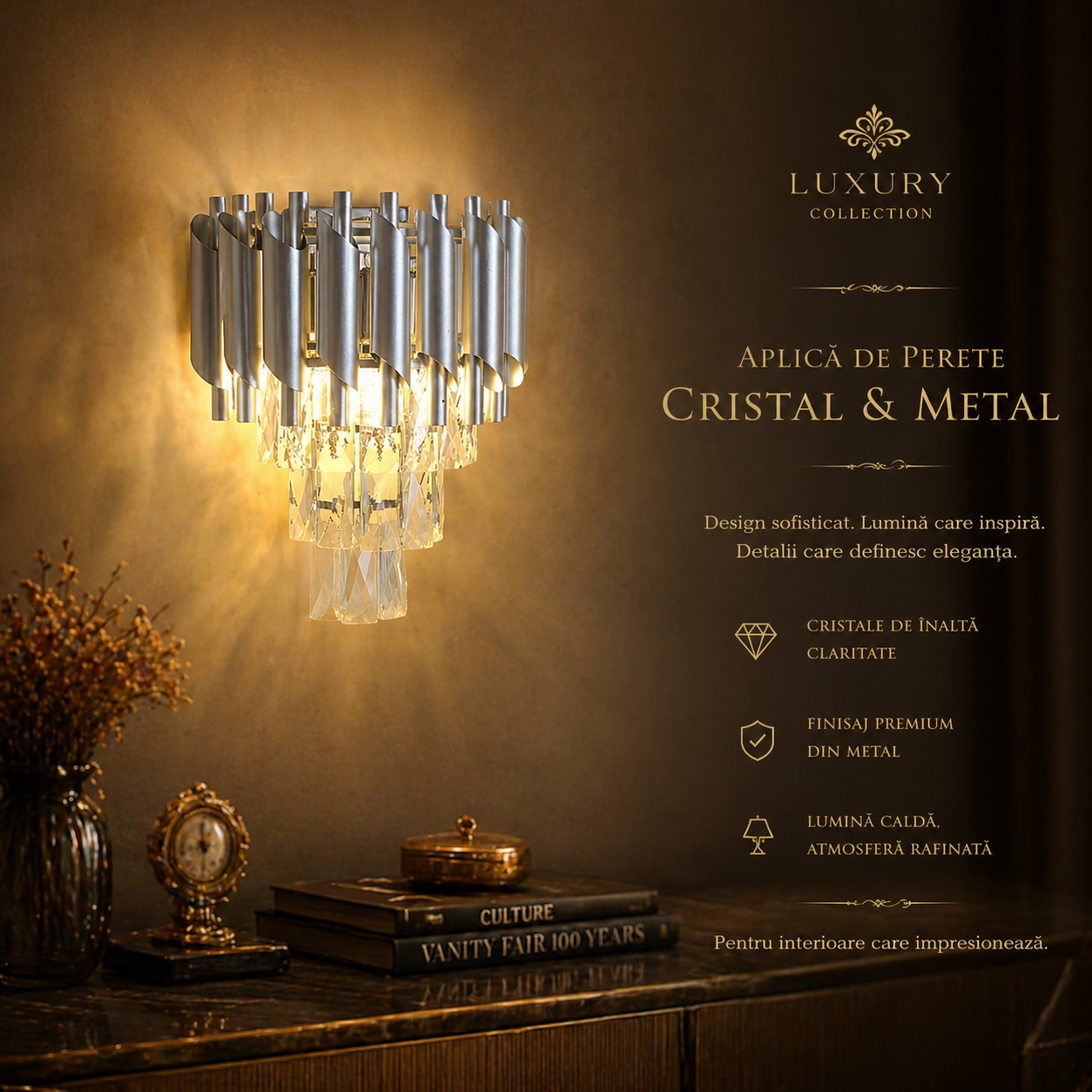 Аплик за стена Cristal Silver Panther