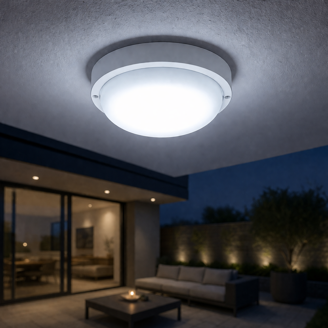 LED аплик 20W кръгъл BAT ZAVI бял за външен монтаж