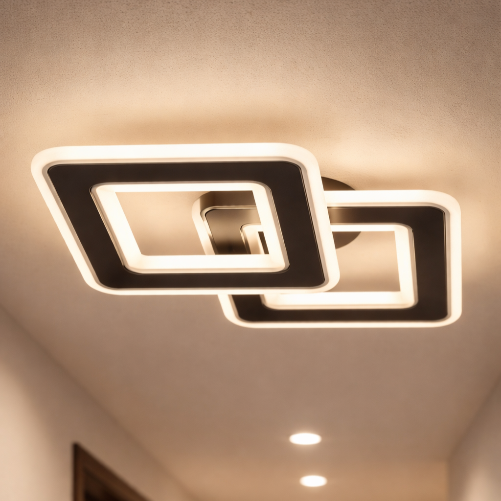 LED Аплик Square GRIDLINE Черен – Еквивалент 300W с дистанционно