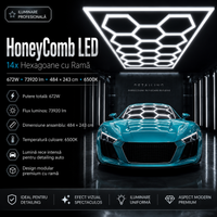 HoneyComb LED 14 светещи шестоъгълника с рамка 672W 484 X 243 CM