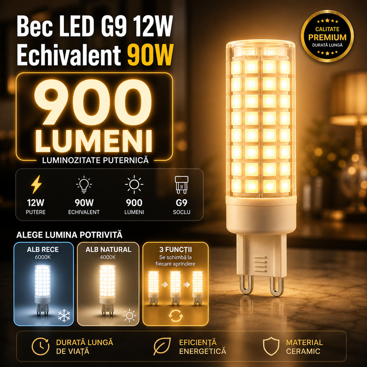 LED крушка G9 12W еквивалент 90W керамика