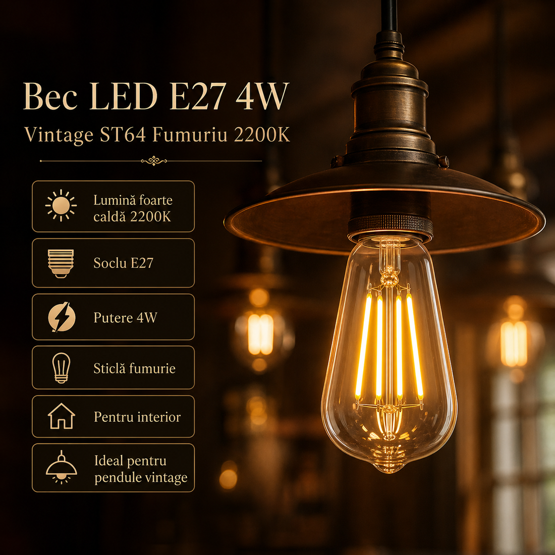 LED крушка E27 винтидж ST64 4W