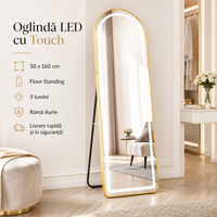 LED огледало с Touch 50x160cm свободностоящо, златисто Arque