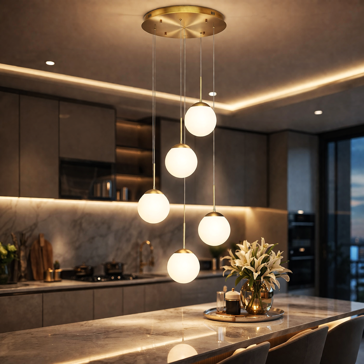 Осветително тяло Абажур Мат GOLD LUXURY STAIRCASE 5XE27