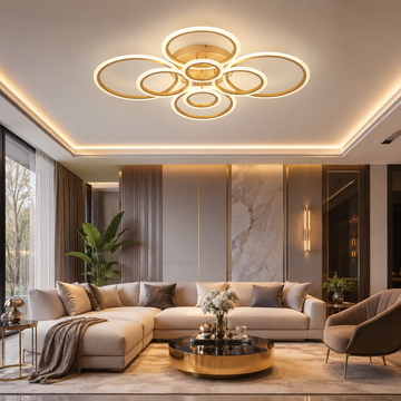 LED осветително тяло Circle 4+4 Gigant Gold Еквивалент 1000W Дистанционно