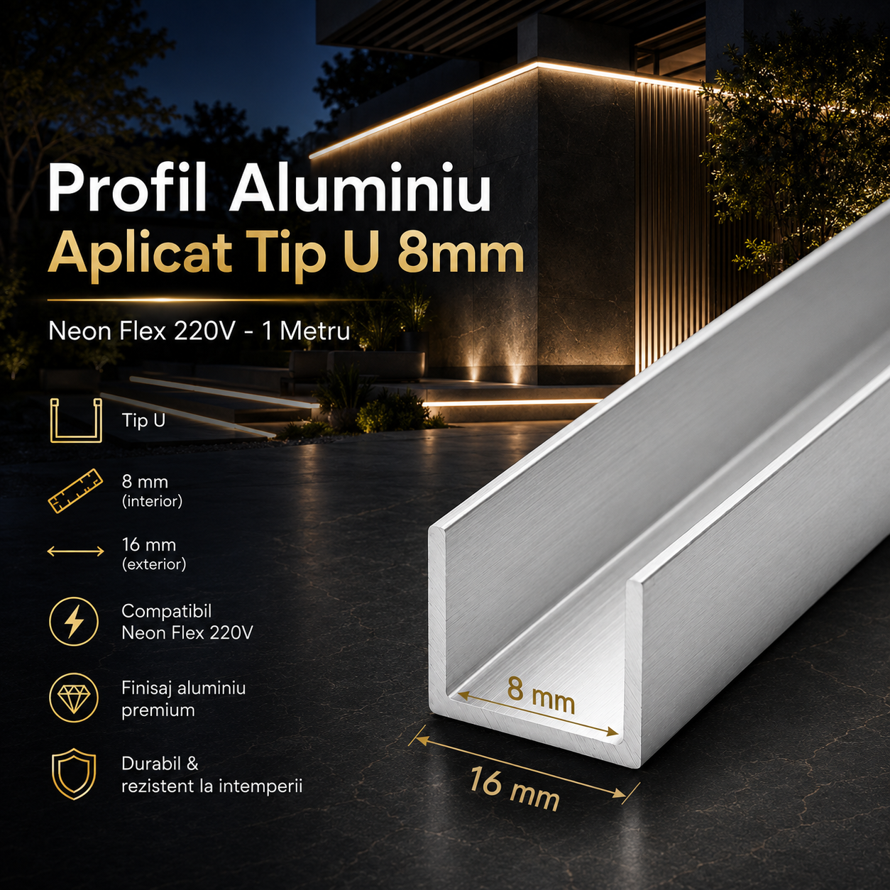 Алуминиев профил Neon Flex Slim 1 метър