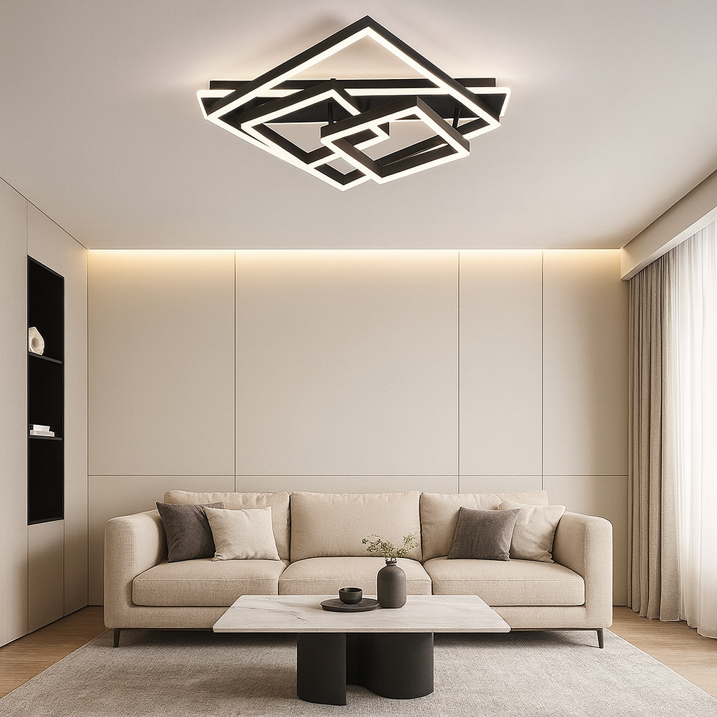 LED осветително тяло ALLIS SQUARES Black Еквивалент 800W С дистанционно