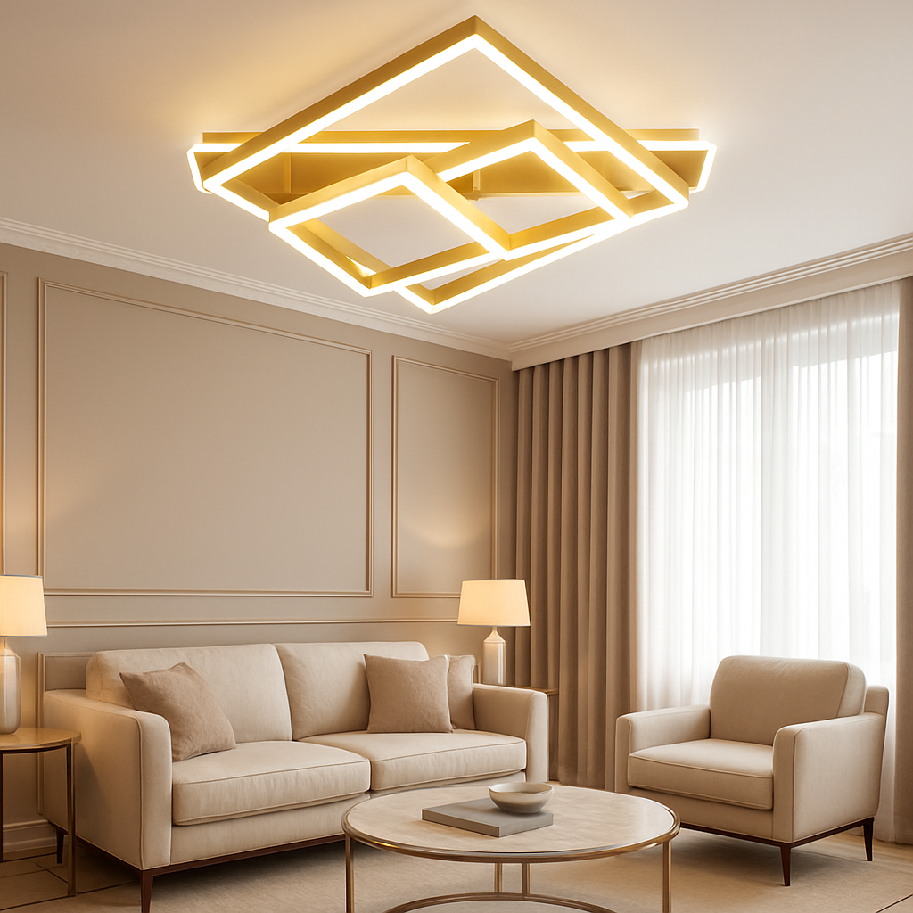 LED осветително тяло ALLIS SQUARES Gold Еквивалент 800W Дистанционно управление