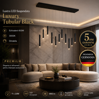 LED осветително тяло висящо Luxury Tubular Black еквивалент 400W