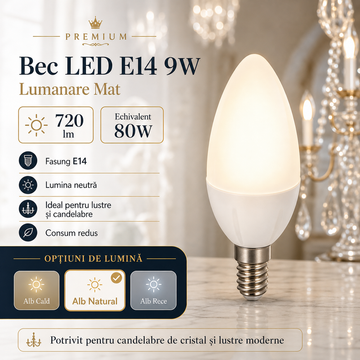 LED крушка E14 9W Свещ Матирана