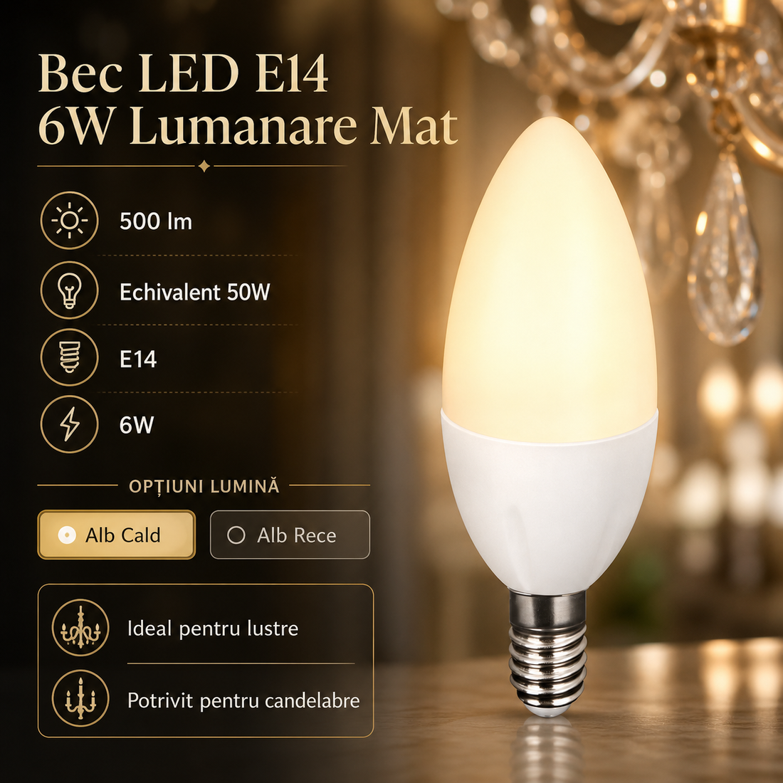 LED крушка E14 6W Свещ Матирана