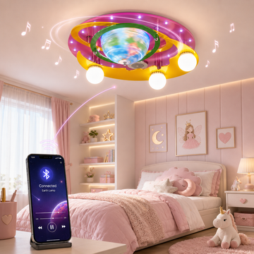 LED осветително тяло 50W EARTH Pink с тонколона и Bluetooth