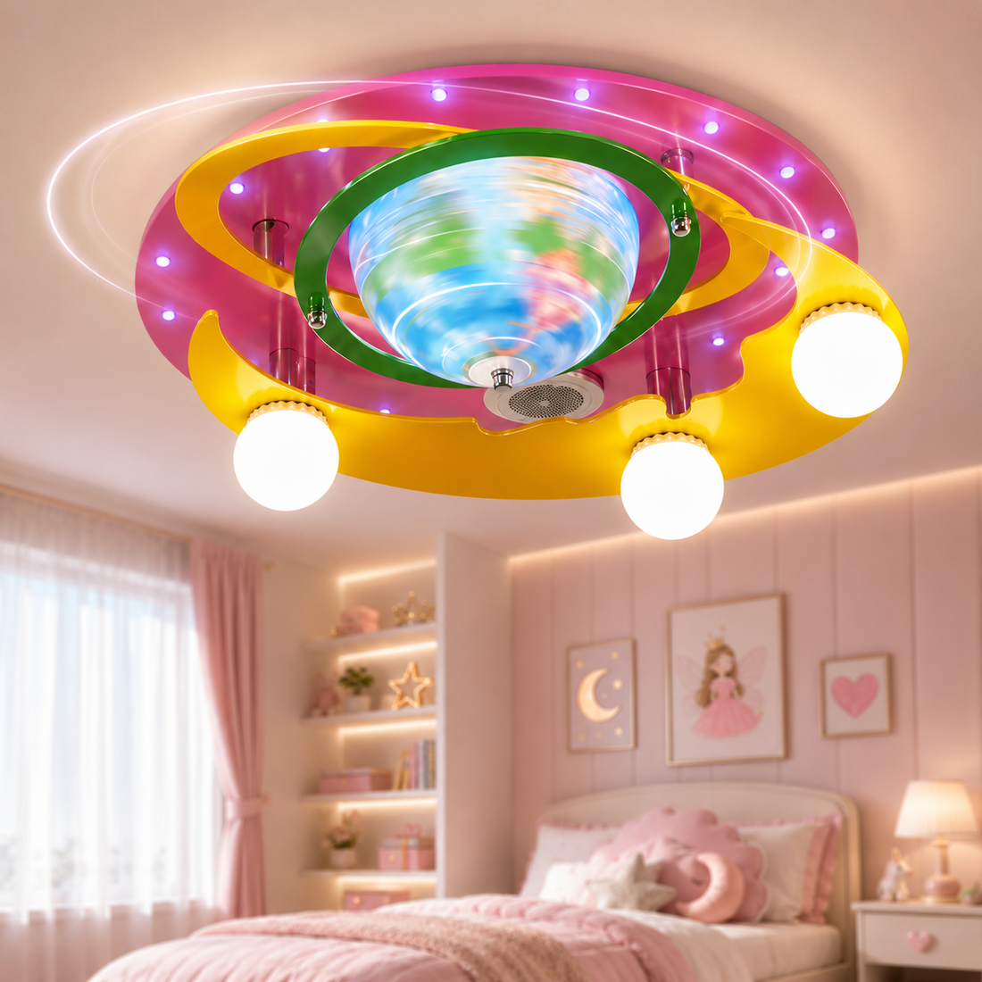 LED осветително тяло 50W EARTH Pink с тонколона и Bluetooth