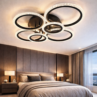 LED осветително тяло 4+2 CIRCLE BUBBLES BLACK Еквивалент 600W Дистанционно управление