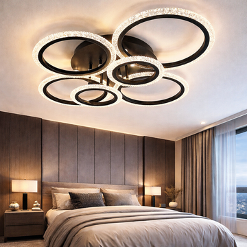 LED осветително тяло 4+2 CIRCLE BUBBLES BLACK Еквивалент 600W Дистанционно управление