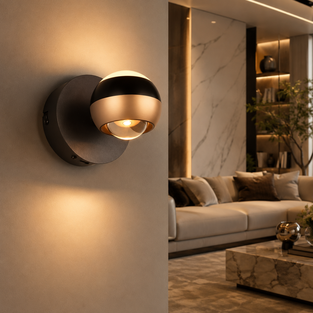 Аплик LED Orbit 3 вида светлина от бутон, димируем
