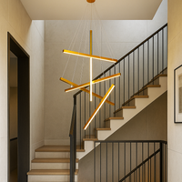 LED осветително тяло 5 Geometric GOLD Lines висящо, еквивалент 500W
