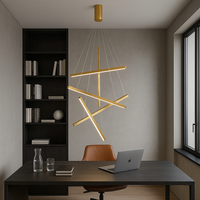 LED осветително тяло 5 Geometric GOLD Lines висящо, еквивалент 500W