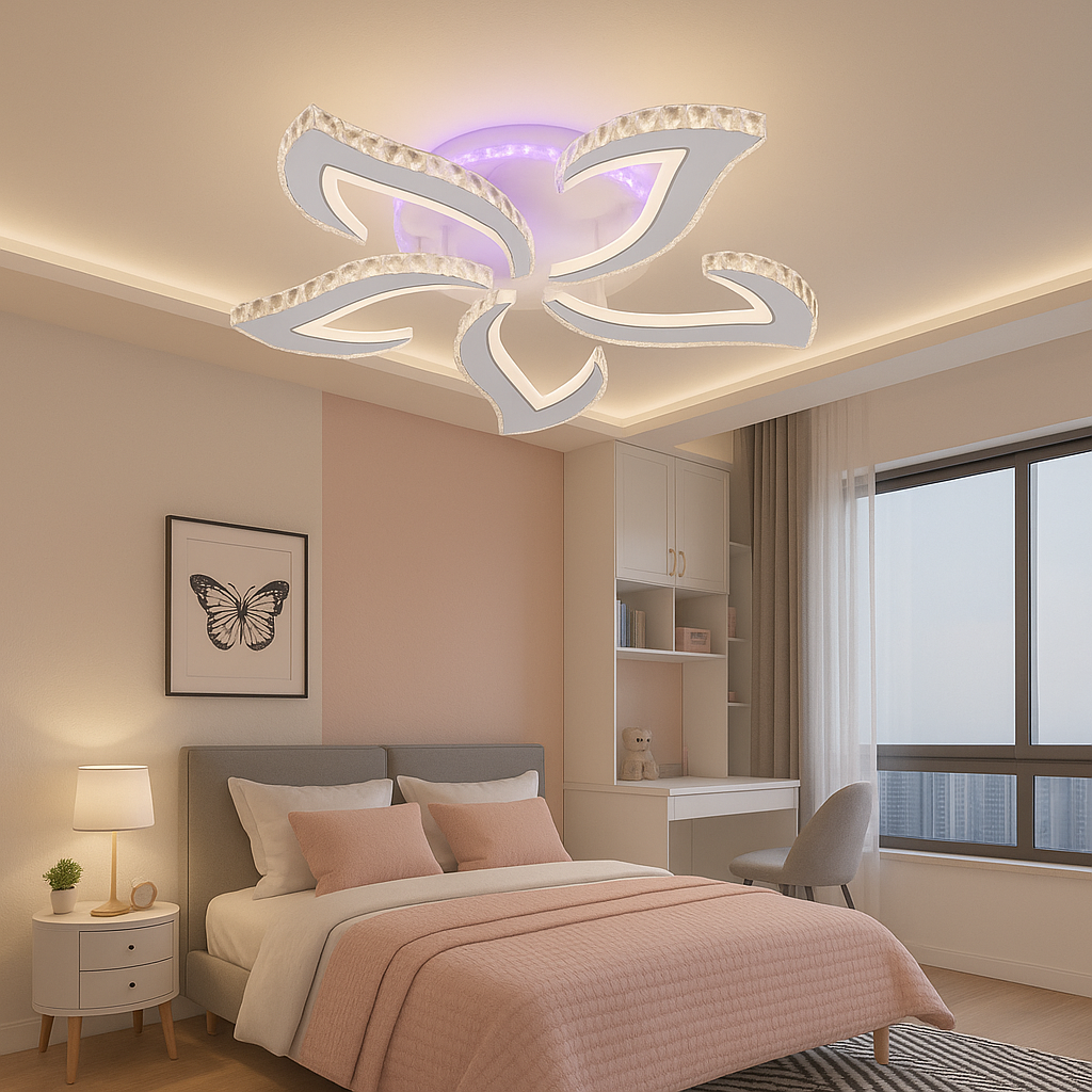 LED осветително тяло Camelia кристал бяла RGB еквивалент 600W с дистанционно