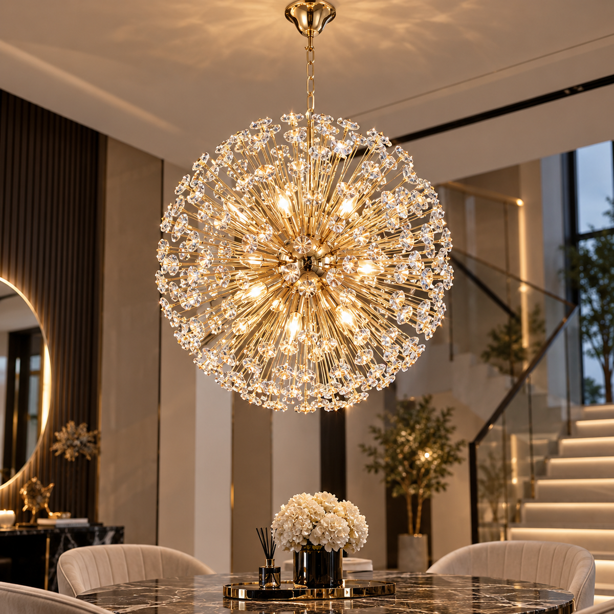 Осветително тяло висящо Crystal Dandelion Gold