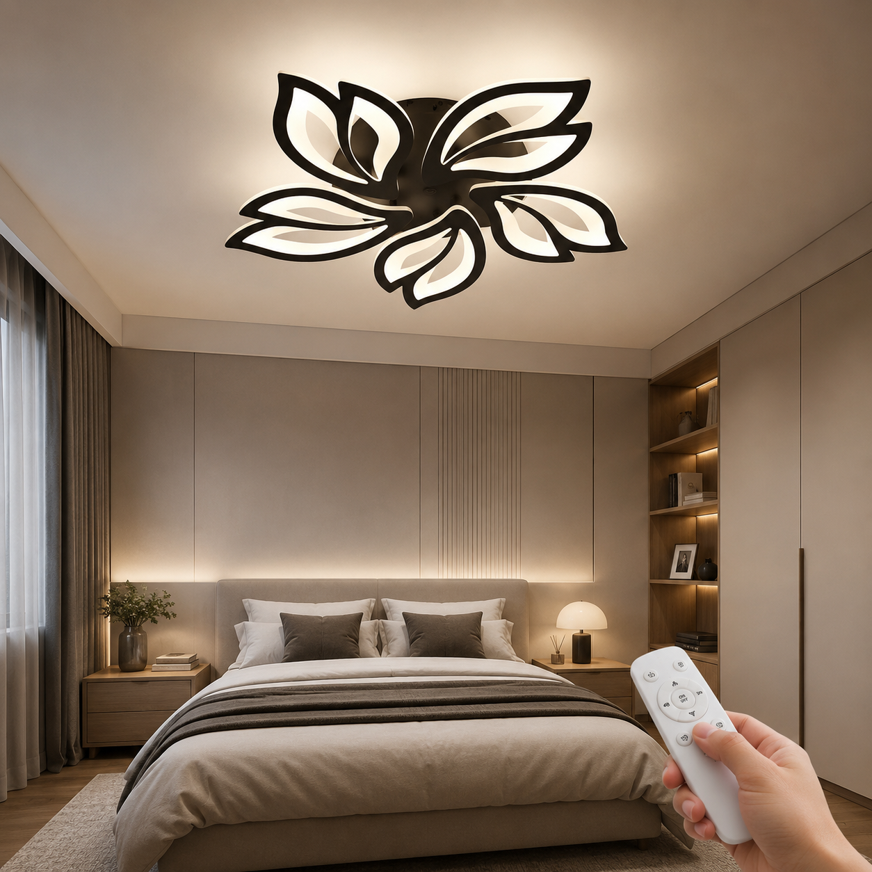 LED осветително тяло ANEMONE Black Еквивалент 500W Дистанционно управление
