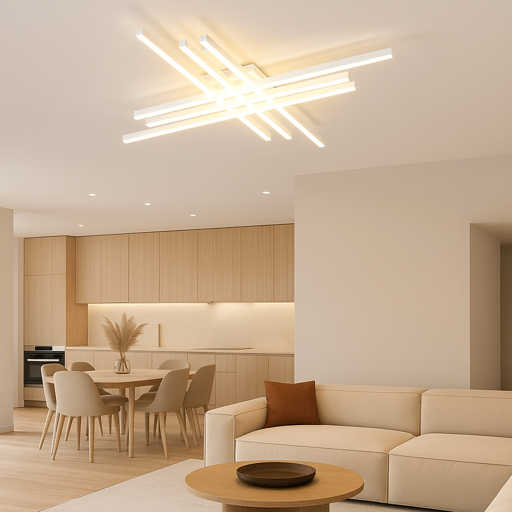 LED осветително тяло 6 Modern LINES Бяло Еквивалент 600W Дистанционно