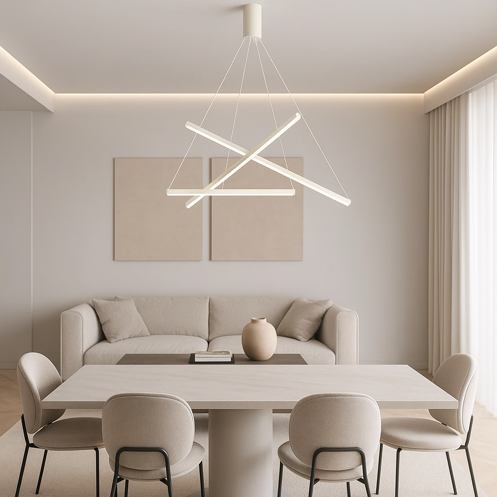 LED осветително тяло 3 Geometric WHITE LINES висящо, еквивалент 400W