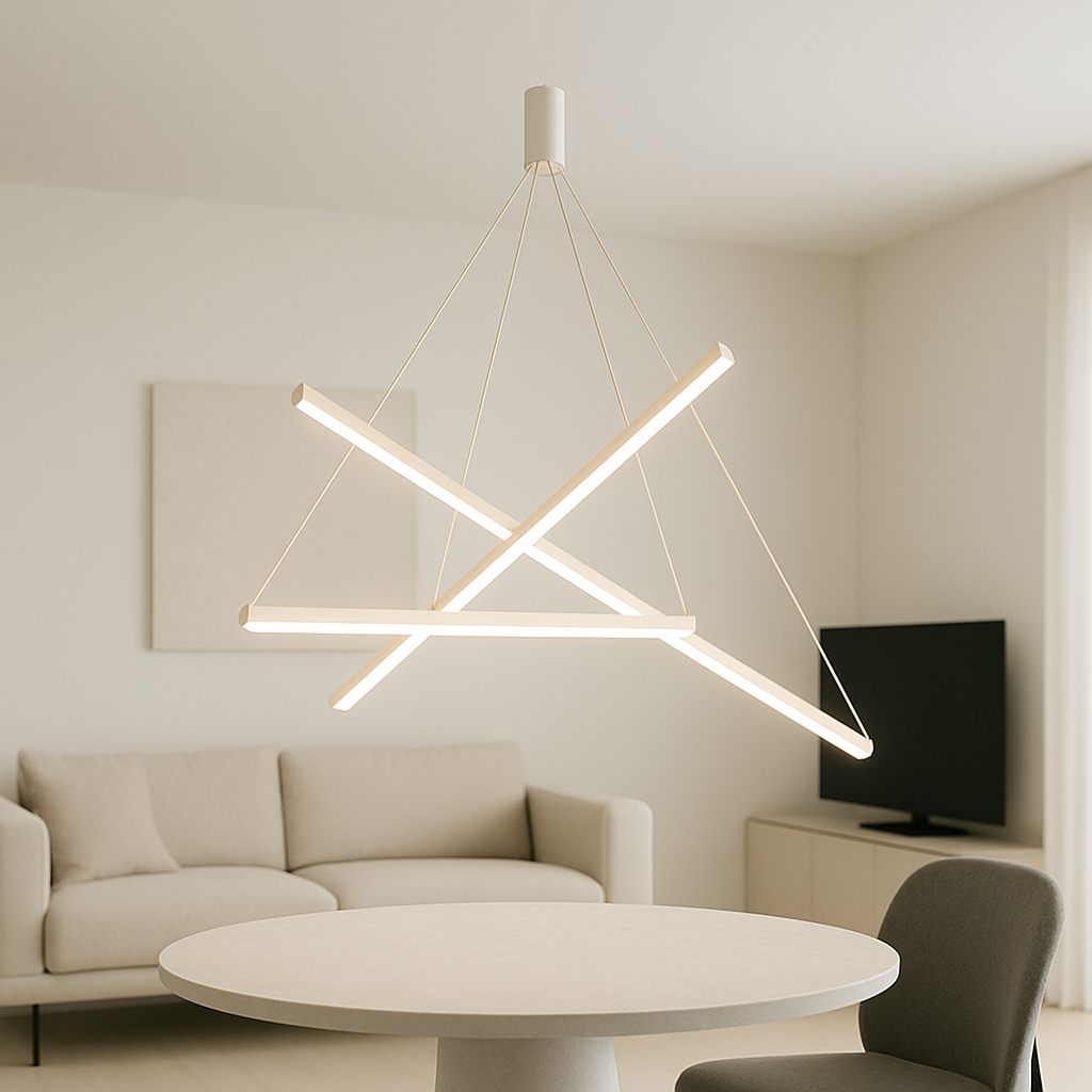 LED осветително тяло 3 Geometric WHITE LINES висящо, еквивалент 400W