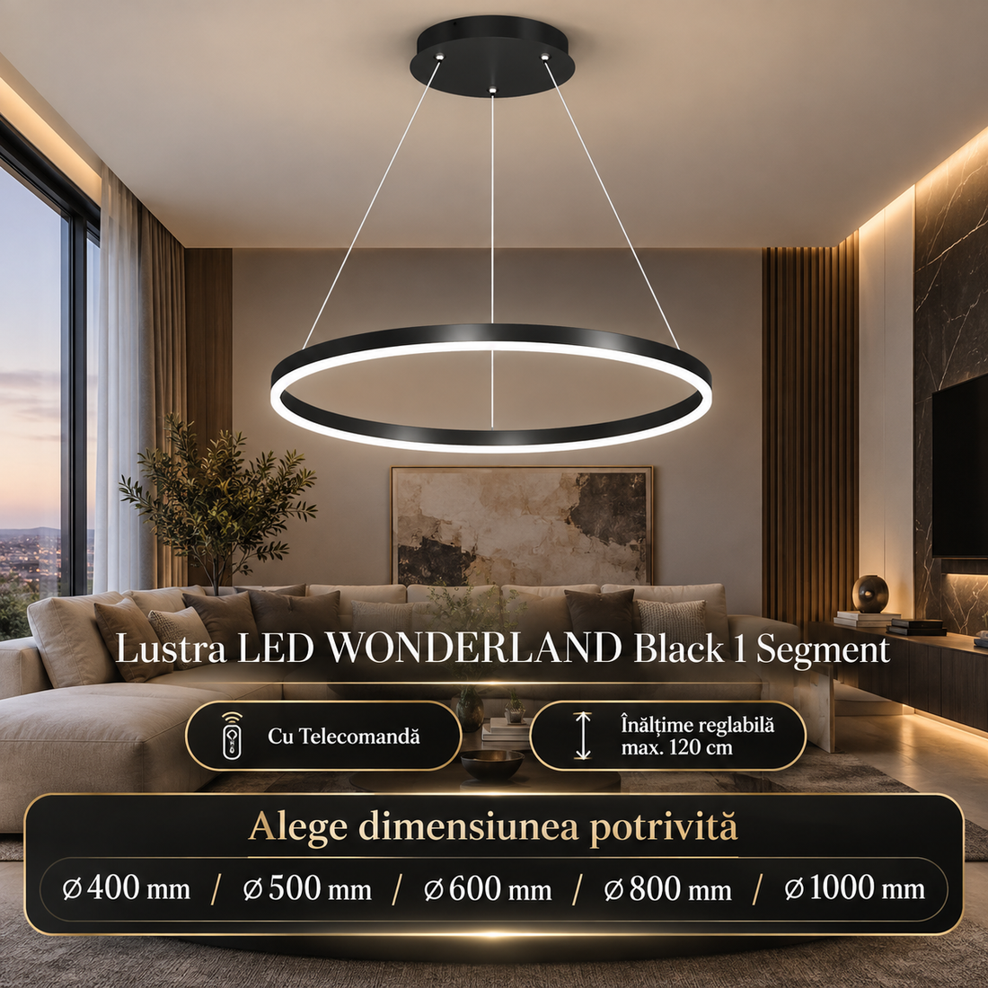 LED осветително тяло WONDERLAND Black 1 сегмент еквивалент 300W