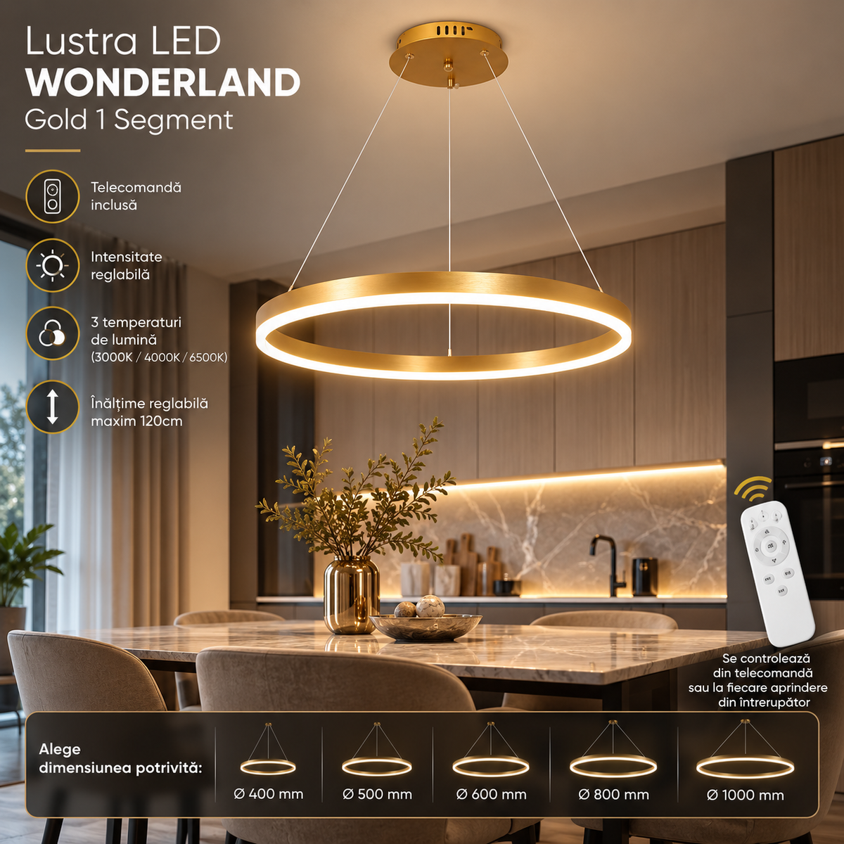 LED осветително тяло WONDERLAND Gold 1 сегмент еквивалент 300W