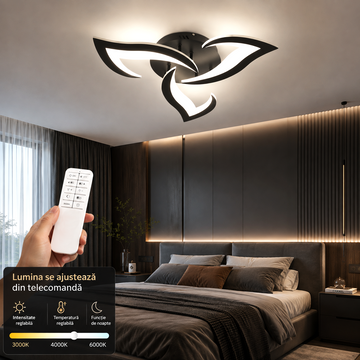 LED осветително тяло Mini Narcisse Black еквивалент 250W с дистанционно