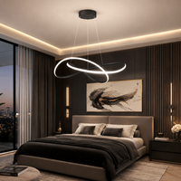 LED осветително тяло тип пендел INFINITY Black с дистанционно, еквивалент на 500W