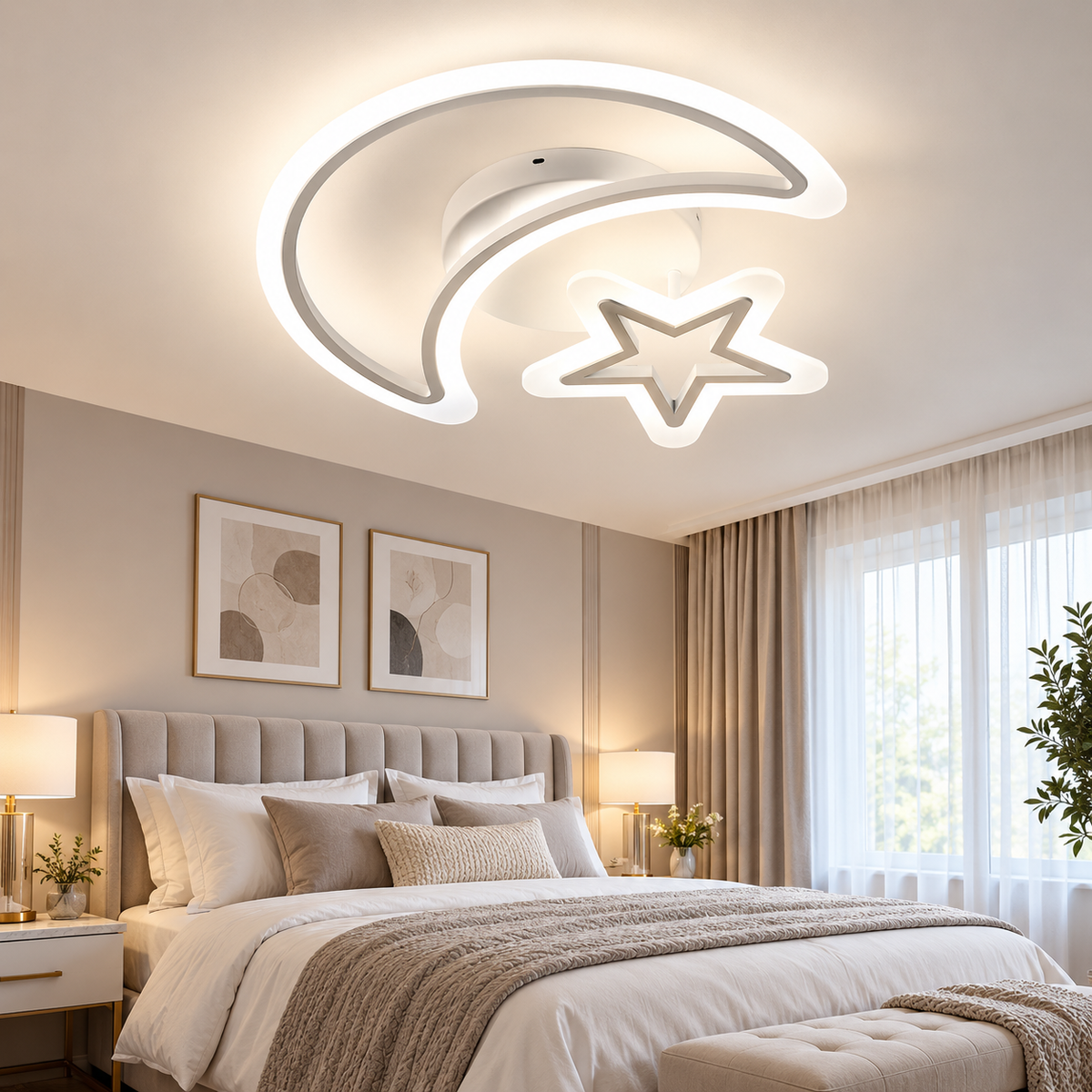 LED осветително тяло SEMILUNA Бяло Еквивалент 400W Дистанционно