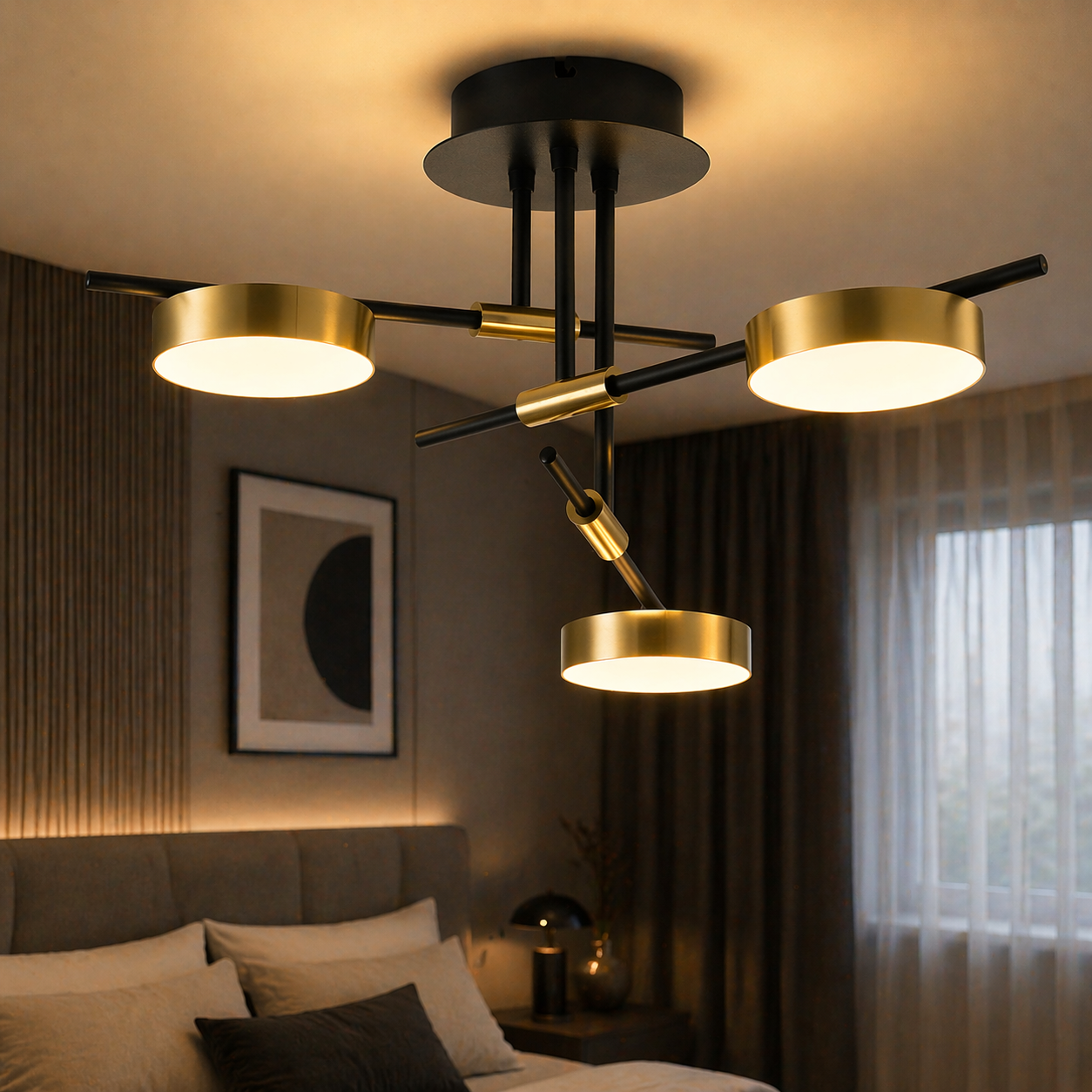 LED осветително тяло Kara Gold & Black – Топла светлина, еквивалент 200W