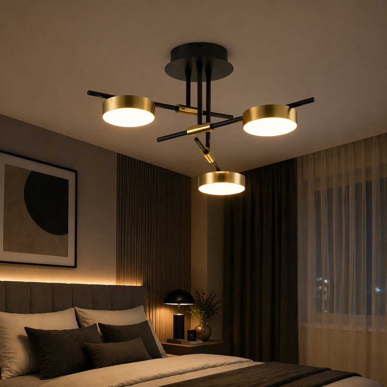 LED осветително тяло Kara Gold & Black – Топла светлина, еквивалент 200W